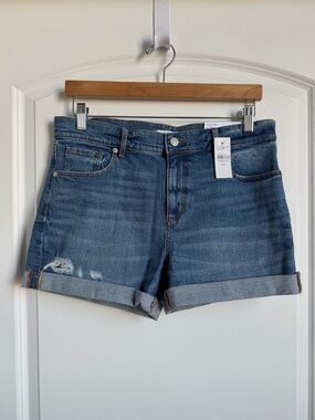 LOFT Rolled Cuff Distressed Jean Shorts